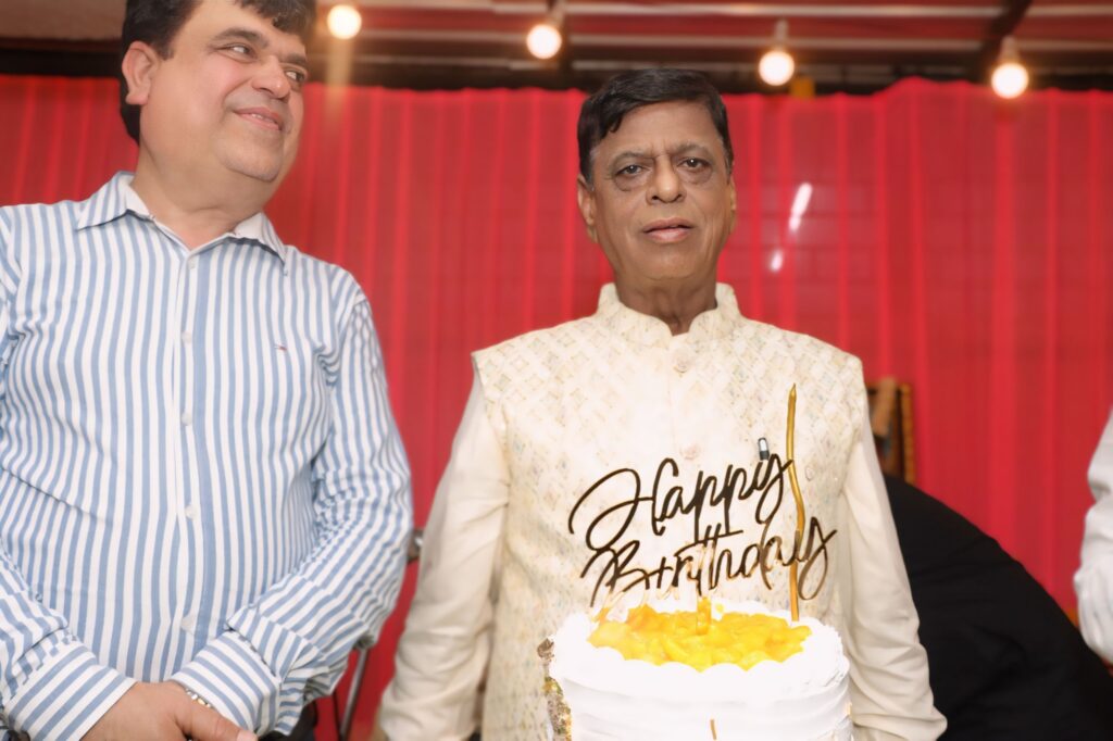 Birthday cake cutting by Mumbai real estate developer at private event