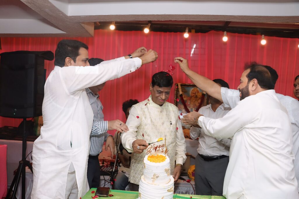 Birthday cake cutting by Mumbai real estate developer at private event