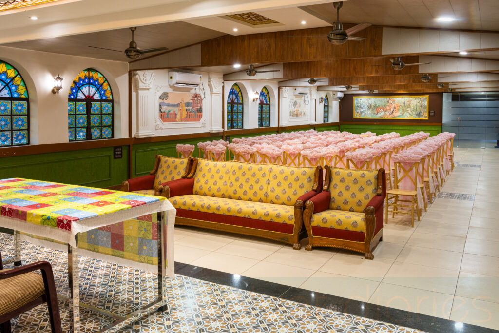 Spacious banquet hall interiors captured for weddings and corporate events.