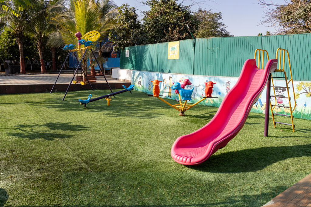 Lush green outdoor spaces photographed for resort marketing.