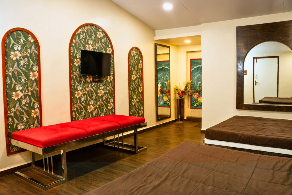 Luxury resort room interiors captured with a calm, natural aesthetic.