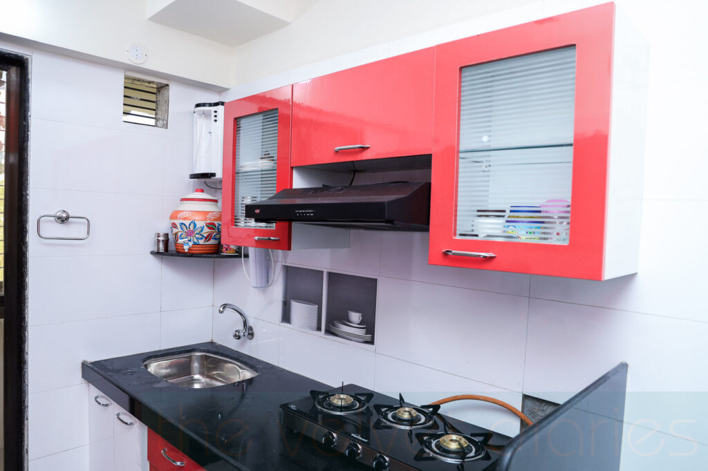Compact modular kitchen interior photography in Mumbai home