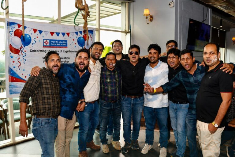 Employees posing during Central Bank of India corporate engagement event in Mumbai