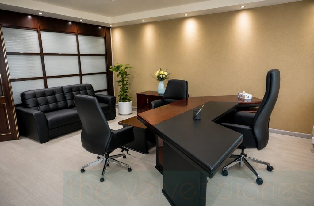 Executive cabin and office workspace interior photography