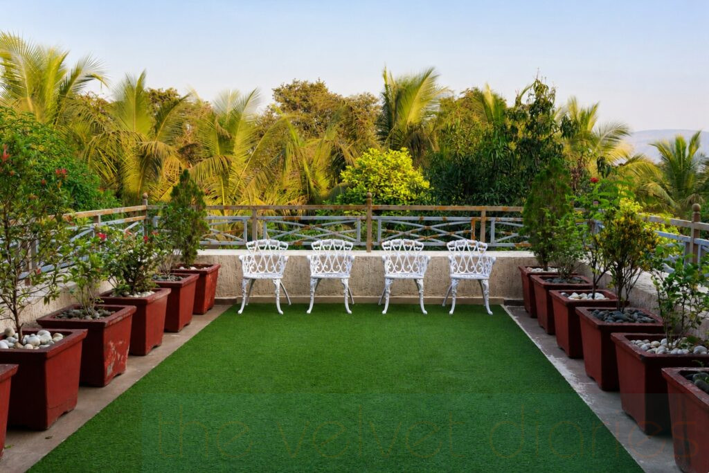 Outdoor hospitality architecture and resort branding photography captured for commercial marketing usage in Navi Mumbai