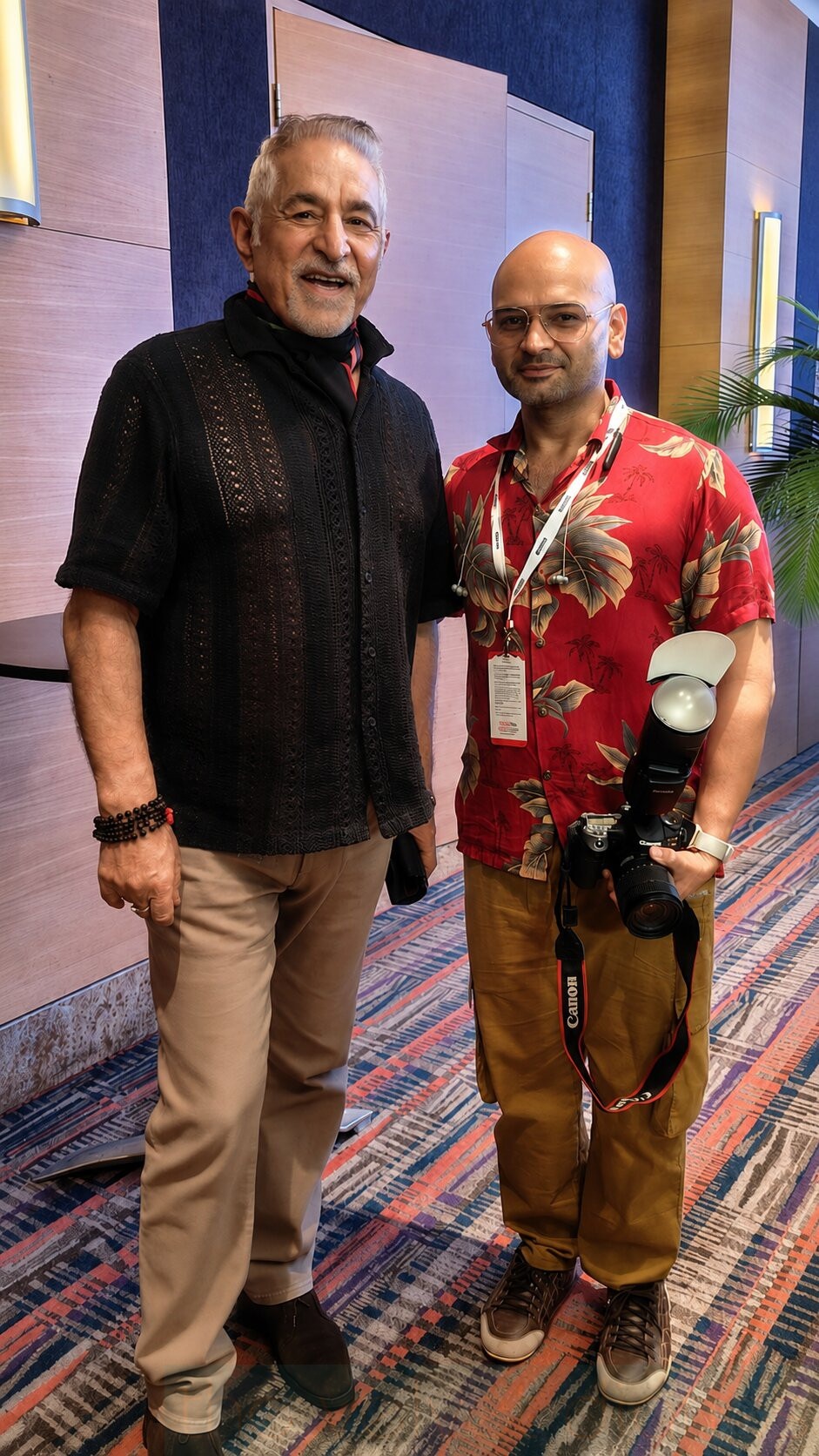 Photographer Amit Tekchandani with veteran Bollywood actor Dalip Tahil at a celebrity event in Mumbai