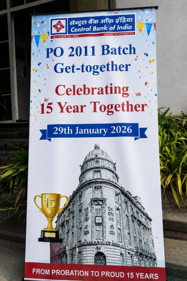 Corporate event branding banner photographed during a business event in Lower Parel, Mumbai by The Velvet Diaries.