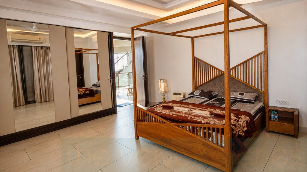 Luxury bedroom interior photography in Powai Mumbai for premium real estate marketing